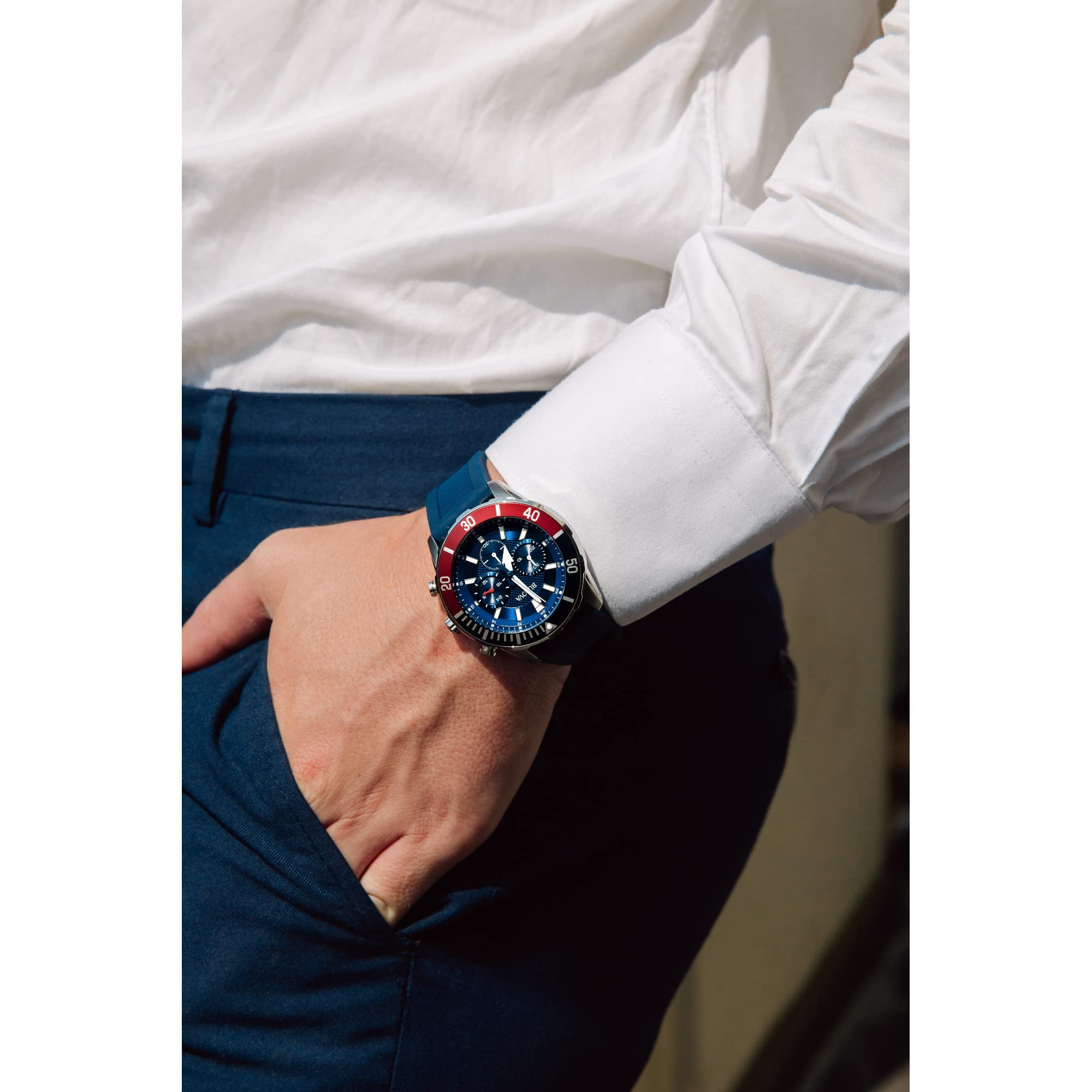 Bulova Men's Sport Chronograph Quartz Watch - 44mm 6-Hand Design with Silicone Strap, 24-Hour Time, Date Calendar, Luminous Hands & Markers, 100M Water Resistant (Model 98A288) - Perfect for Swimming, Diving & Outdoor Activities