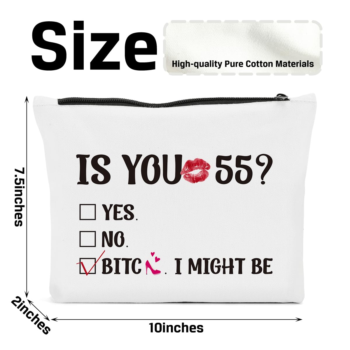 55th Birthday Gifts for Women - Funny Makeup Bag & Cosmetic Pouch for Mom, Grandma | Perfect for 55 Year Old Birthday Party Decorations & Anniversary Celebrations | Great for Travel, Spa Days & Gift Giving