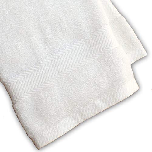 Premium 26.5x13 Inch Luxury Bamboo Kitchen Dish Towels & Hand Towels Set of 2 - Soft Absorbent White Bathroom & Kitchen Towels for Cooking, Cleaning, and Decor