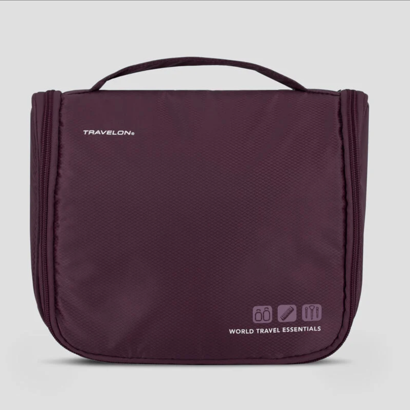 Travelon World Travel Essentials Hanging Toiletry Kit - Water-Resistant Cosmetic Bag for Women & Men - Perfect for Airplane, Camping & Business Trips
