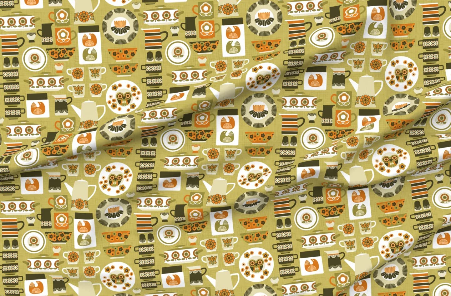 Retro Baking Nostalgic Kitchen Moss Green Printed Minky Fabric Fat Quarter - Soft Plush Sewing Material for Baby Blankets, Quilts & DIY Crafts - Perfect for Home Decor, Nursery Projects & Cozy Gift Ideas