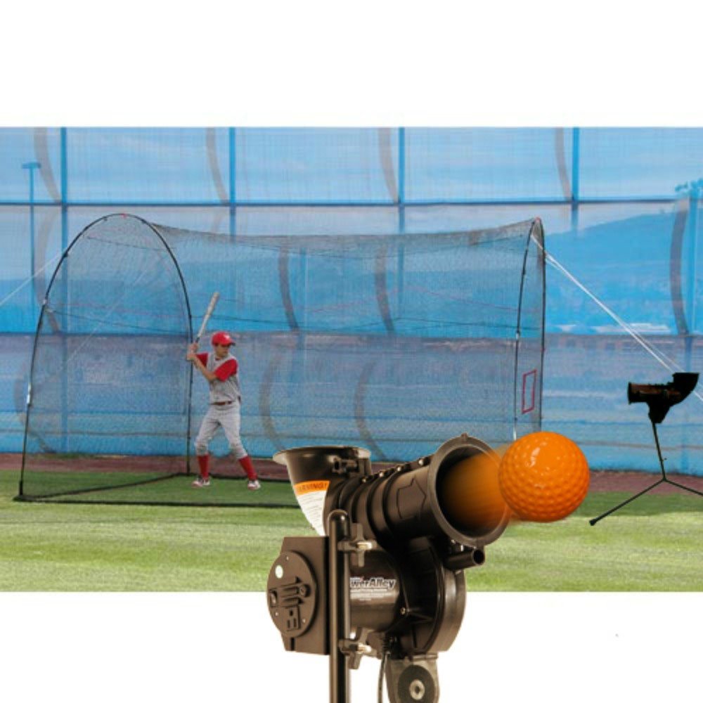 Heater Sports Power Alley Lite 360 Baseball Pitching Machine with 12 Ft. Home Run Cage - Perfect for Backyard Baseball Training, Batting Practice & Youth Sports Drills