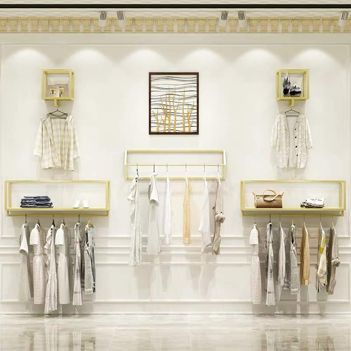 Stylish Gold Triangle Wall Mounted Garment Rack - 39
