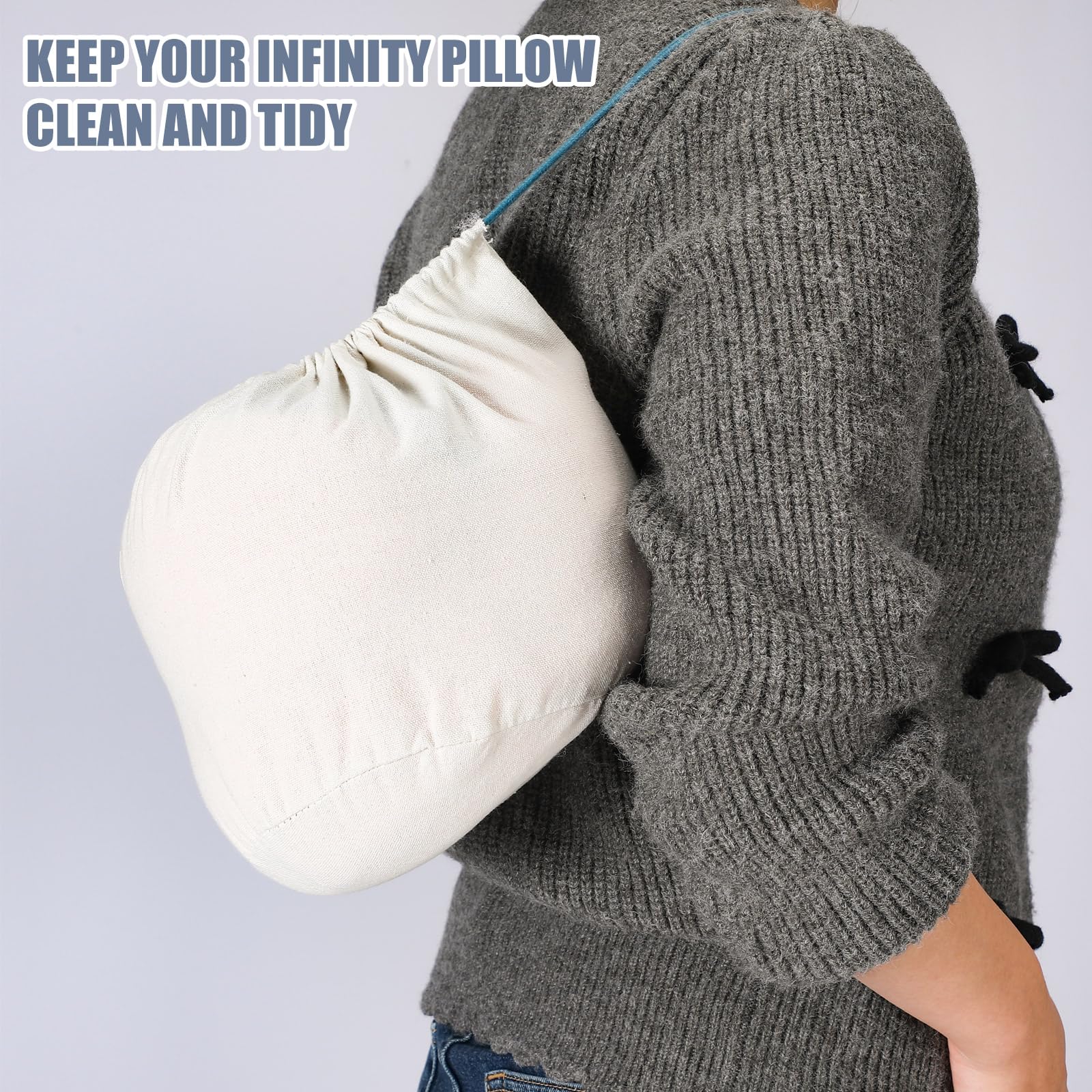 1 Pcs Cotton Drawstring Travel Pillow Case Cover - Soft & Breathable Storage Bag for Neck Pillows - Perfect for Airplane, Camping, and Road Trips - Compact & Lightweight Travel Accessory