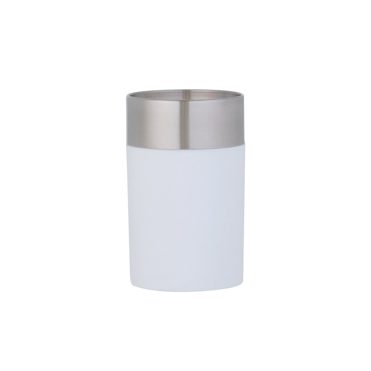 Stainless Steel & Rubberized Plastic Toothbrush Tumbler Holder - Round Bathroom Organizer for Toothbrushes & Pens - Office & Home Decor Accessories (Perfect for Bathroom Countertops, Vanity Organization & Workplace Desks)