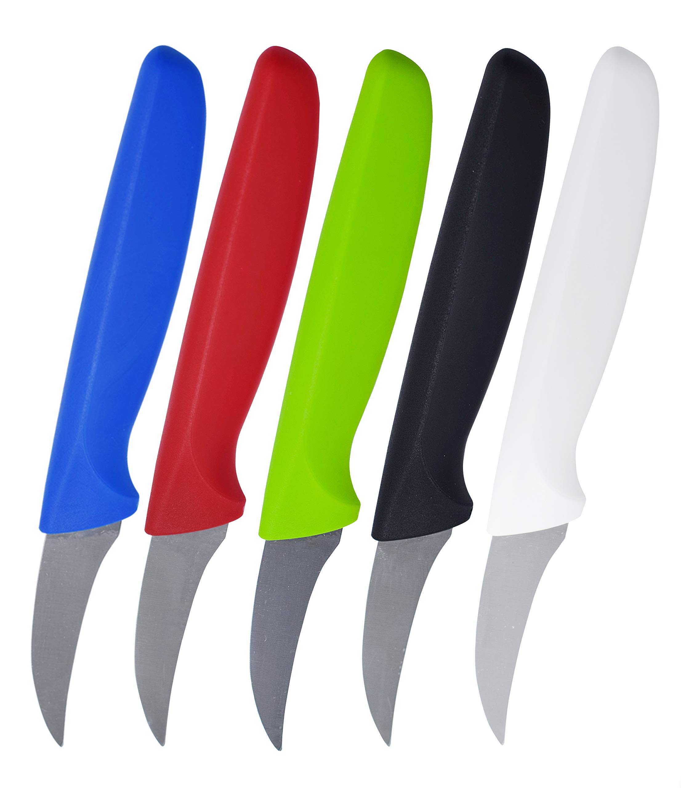 Premium 5-Piece Paring Knife Set - 2 Inch Ultra Sharp Kitchen Knives with Ergonomic Handle & Pointed Tip - Color Coded Kosher Cook Tools for Peeling, Slicing & Garnishing - Perfect for Fruits, Vegetables & Meal Prep