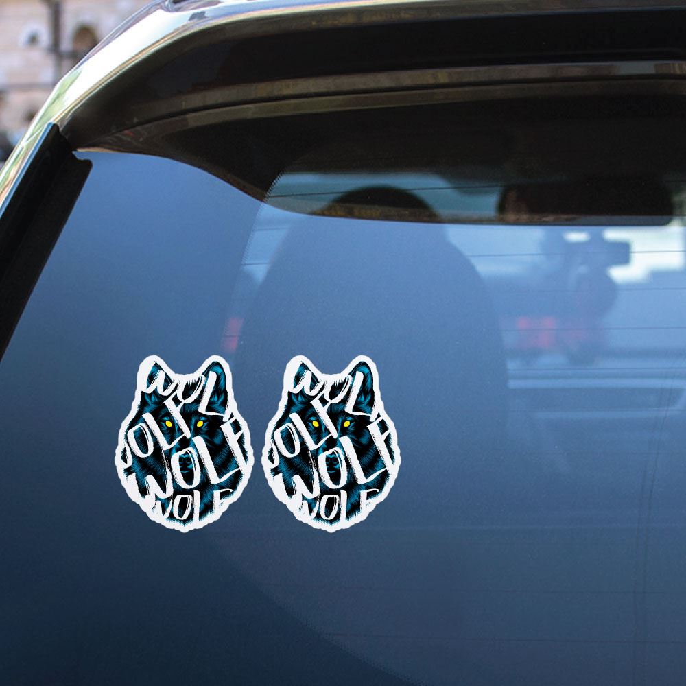 2X Wolf Sticker Decal - Premium Vinyl Waterproof Decals for Laptops, Cars, Windows, and DIY Crafts - Perfect for Outdoor Adventures, Home Decor, and Personalizing Your Belongings
