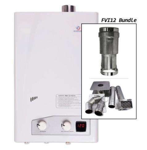 Eccotemp FVI12 NG 4.0 GPM Indoor Natural Gas Tankless Water Heater with Horizontal Vent - Energy Efficient On-Demand Hot Water for Homes, Apartments & Small Businesses