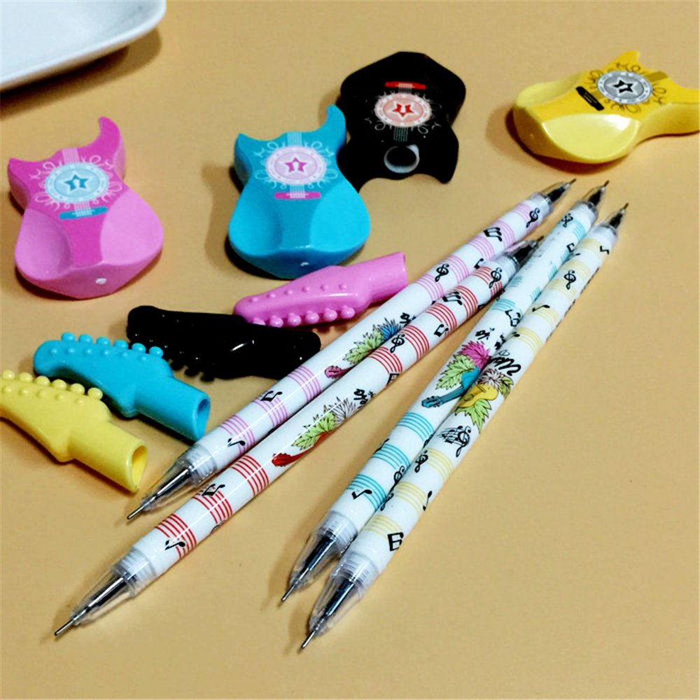 Kawaii Cute Guitar-Shaped Gel Ink Pens - 12 Pack Colorful Music Note Stationery for Students, School Supplies, Office & Journaling - Perfect for Note Taking, Gift Giving & Creative Writing