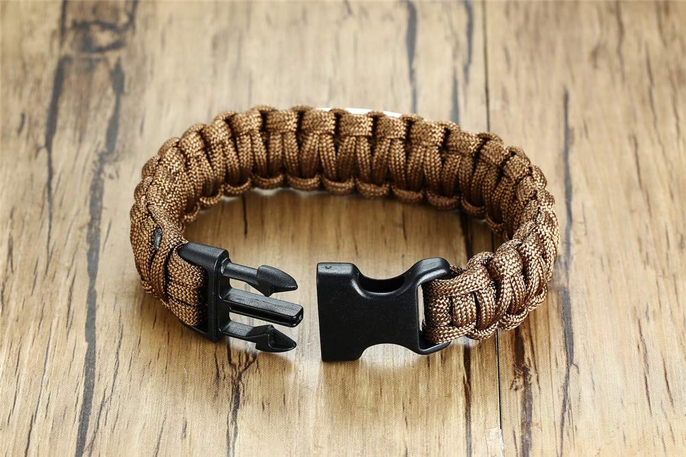 Men's Stainless Steel Bible Verse Paracord Bracelet - Outdoor Survival Gear for Hiking & Camping