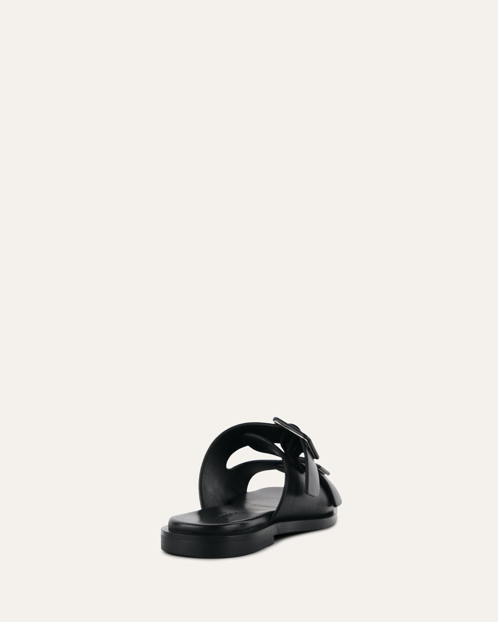 SEBASTIAN Black Leather Flat Slide Sandals - Comfortable Casual Shoes for Women & Men - Perfect for Beach, Pool, and Summer Outfits