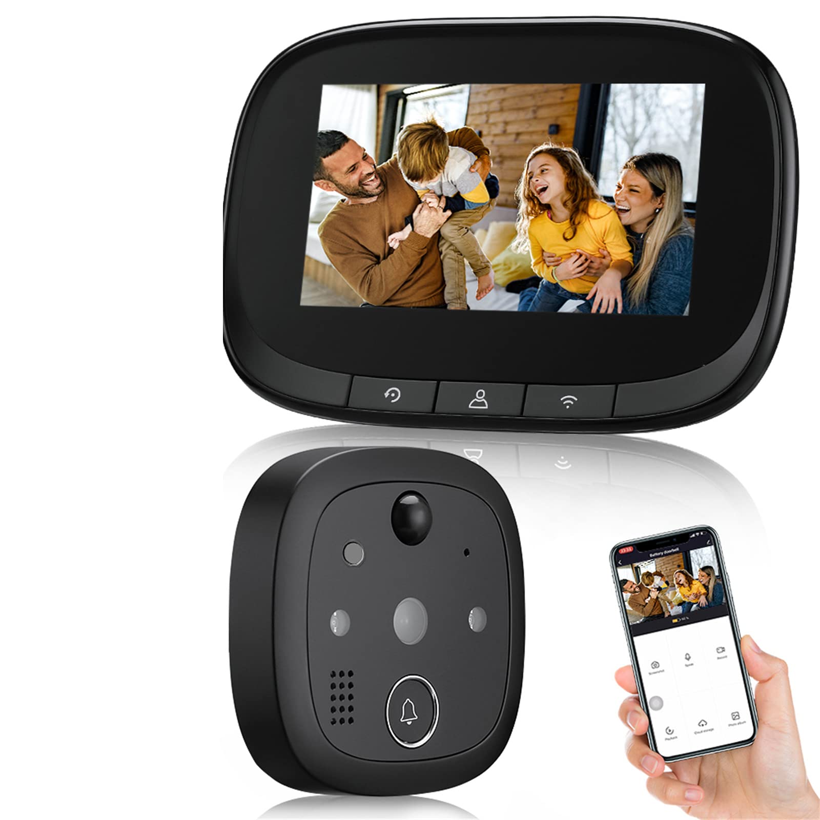 Smart WiFi Video Doorbell Camera - 720P HD, 4.3