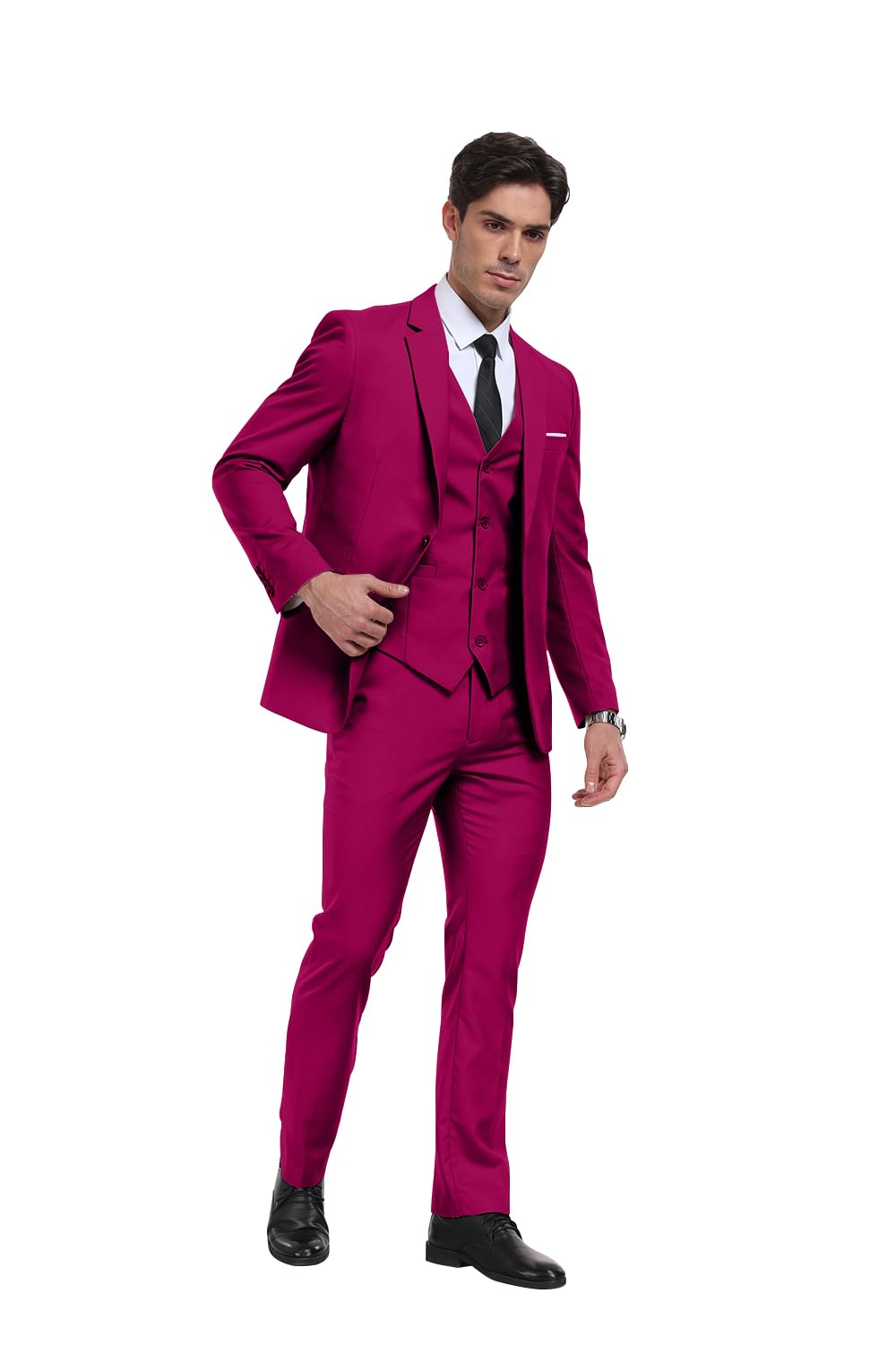 3-Piece Slim Fit Men's Suits for Wedding, Groomsmen & Prom - Notched Lapel Tuxedo Jacket, Pants & Vest Set - Perfect for Formal Events, Business Meetings & Special Occasions