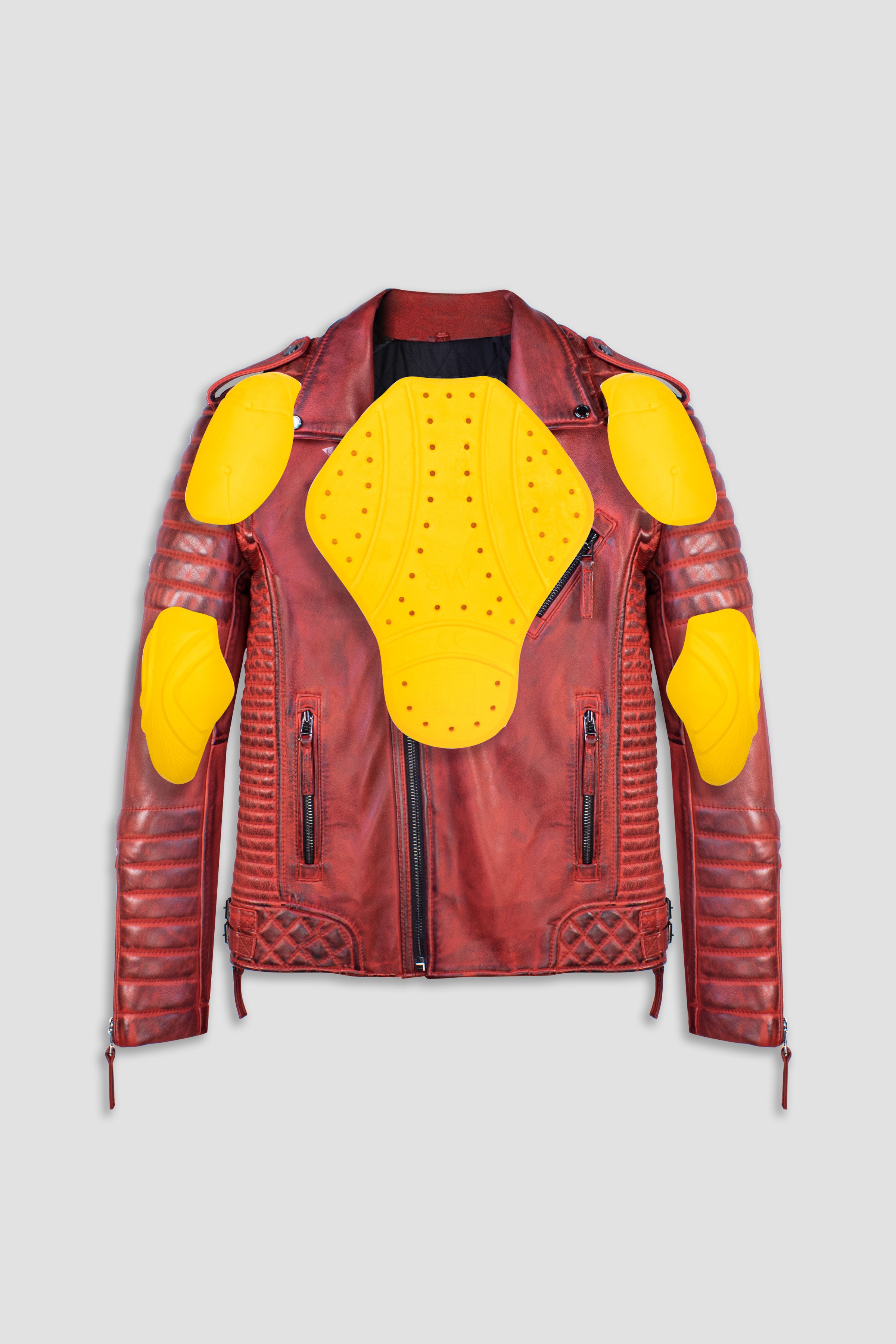 Kay Michaels Men's Biker Protection Jacket - Burnt Red Motorcycle Gear for Safety & Style - Ideal for Riding, Commuting & Outdoor Adventures