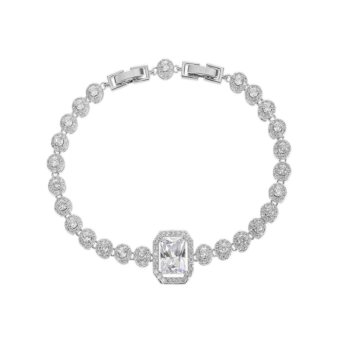 Luxury Shiny Cubic Zirconia Square Tennis Chain Bracelet for Women - Elegant Wedding, Party & Evening Jewelry Accessory - Perfect for Bridal, Anniversary Gifts & Special Occasions