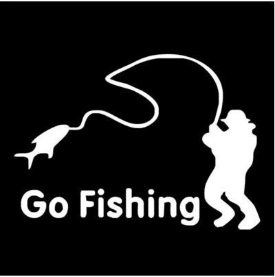 HitommyGo Fishing Car Sticker - 14x11cm Waterproof Vinyl Decal for Car Window, Truck, SUV - White Outdoor Decorative Graphics for Anglers & Fishing Enthusiasts