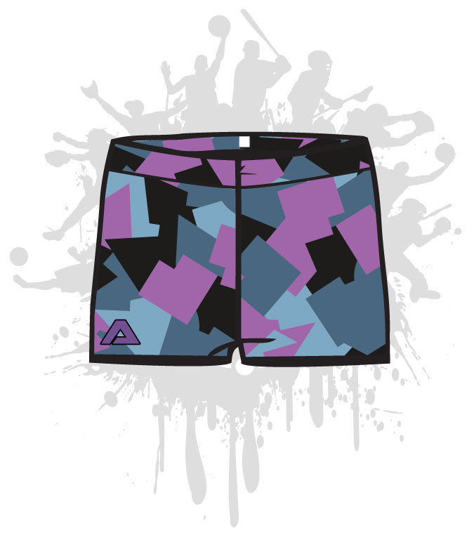 Geometric Camo Women's Workout Compression Shorts - High Waist Yoga Running Gym Athletic Shorts for Women - Perfect for Fitness, Training & Active Lifestyle