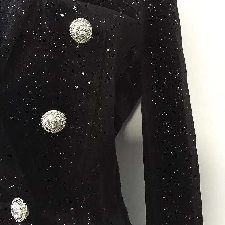 Sparkle Velvet Blazer for Women - Elegant Casual Solid Color Jacket - Perfect for Office Wear, Parties & Special Occasions