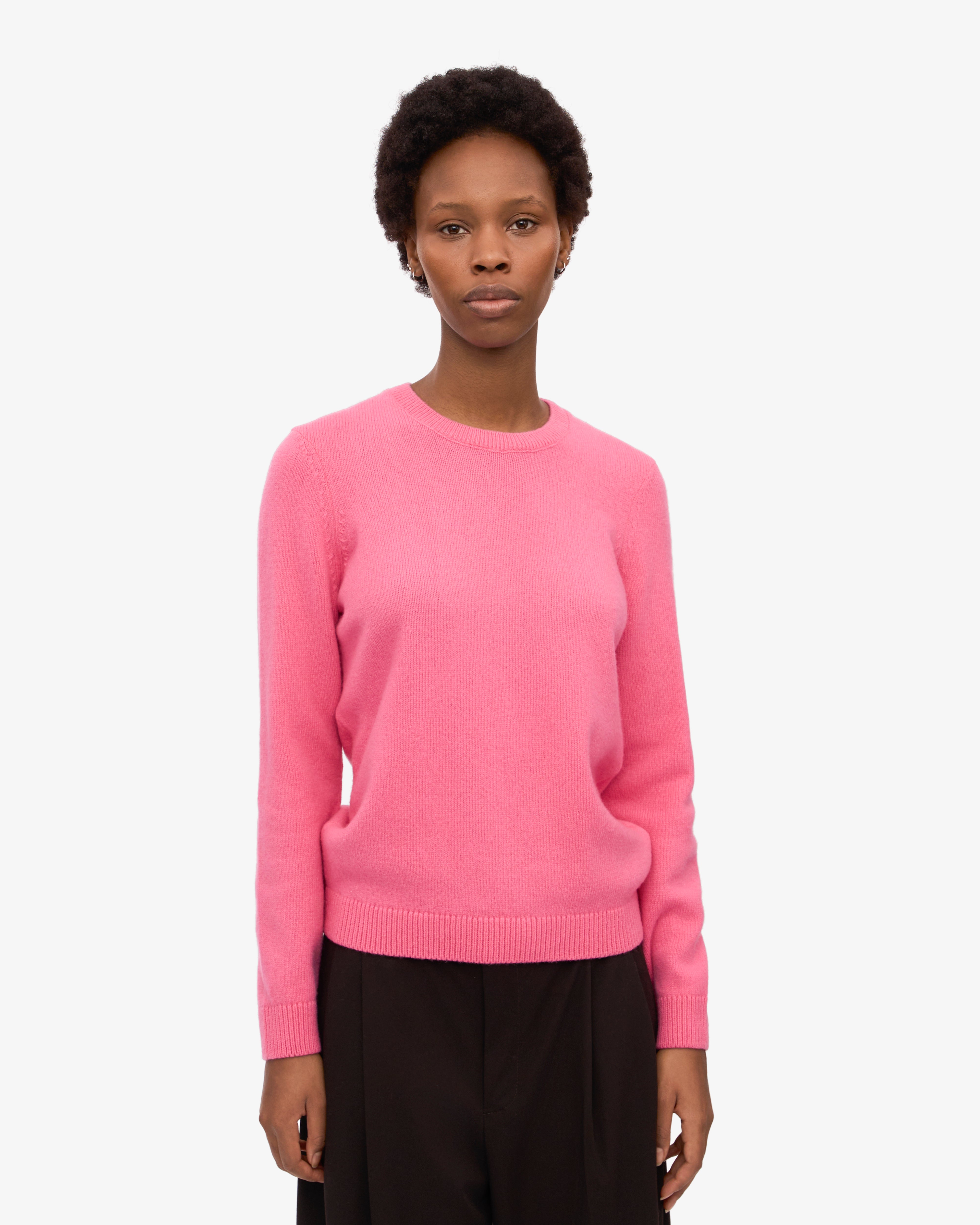 Women's Classic Merino Wool Crew Neck Sweater - Soft & Warm Winter Knitwear in Bubblegum Pink | Perfect for Office, Casual Outfits & Cold Weather Layering