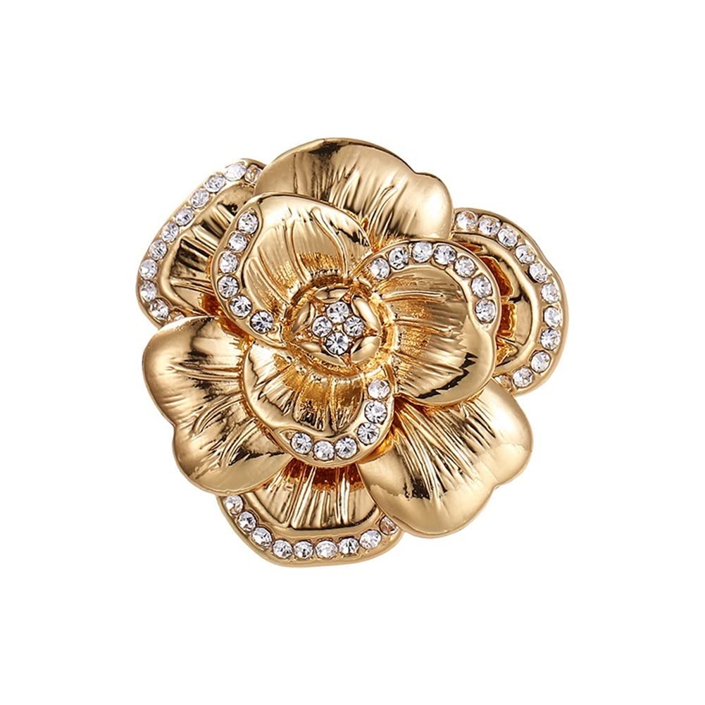 Elegant Gold Rose Brooch Pin for Women - Vintage Floral Jewelry Accessory for Shirts, Coats & Dresses - Perfect for Weddings, Parties & Office Wear