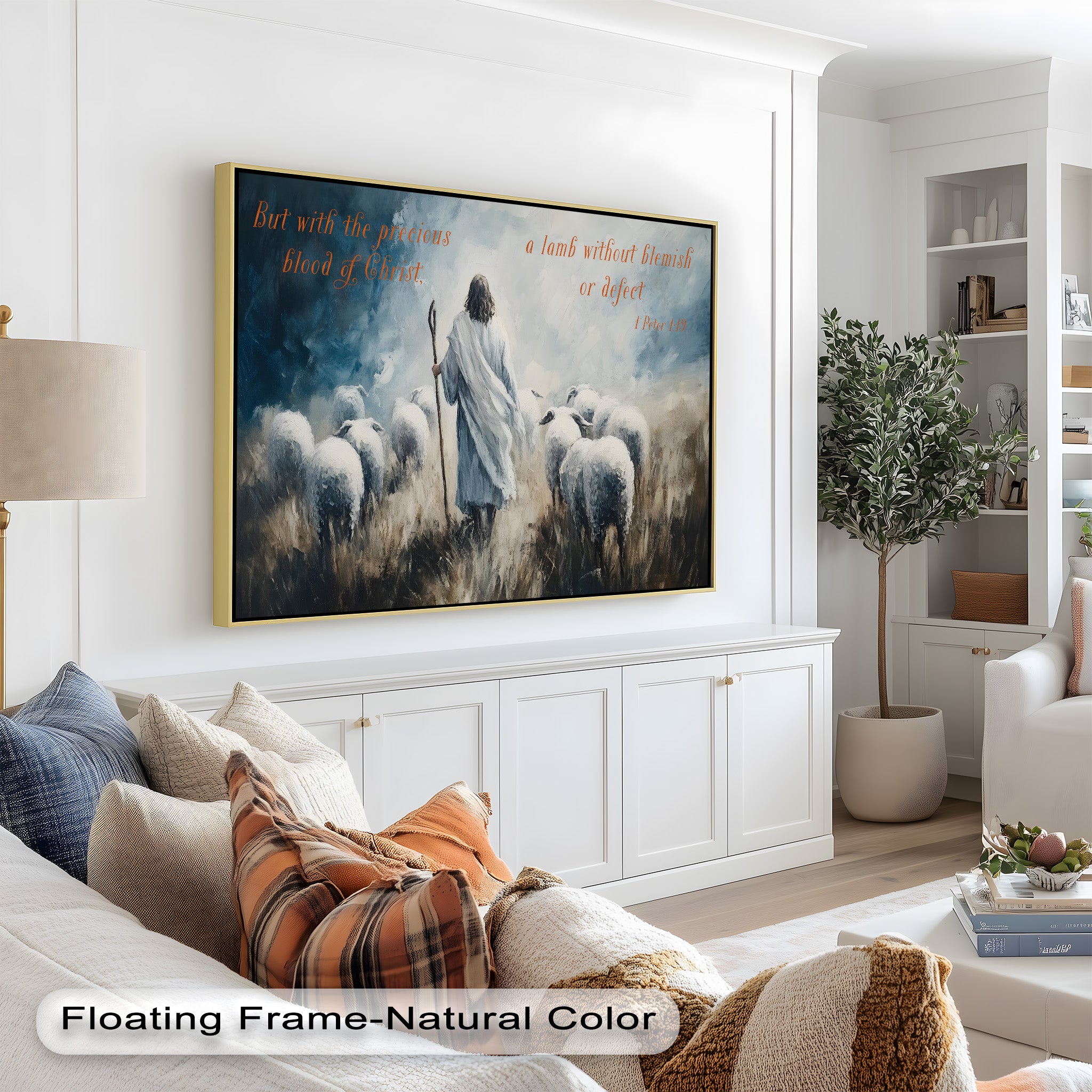 1 Peter 1:19 - The Lamb of God Bible Verse Oil Painting - Religious Wall Art for Home, Church & Office Decor