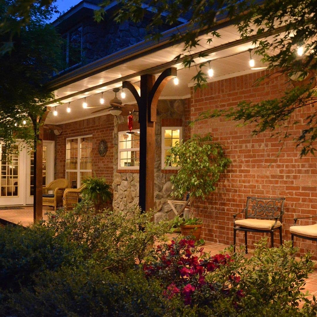 Enbrighten 24ft LED Outdoor String Lights - Shatterproof Waterproof Warm White Patio Lights with Durable Acrylic Bulbs for Balcony, Backyard, Deck, Party - Perfect for Outdoor Dining, Wedding Decor & Garden Lighting