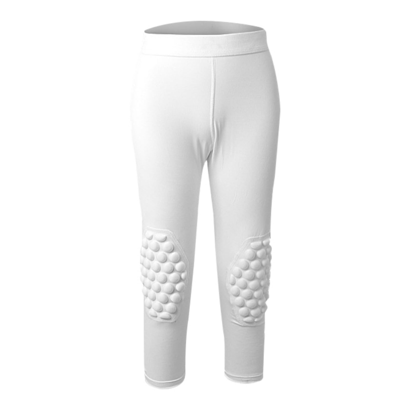 Hotfiary Youth Boys 3/4 Compression Pants with Knee & Tailbone Pads - Basketball, Football, Soccer Leggings for Sports & Training - Breathable Athletic Capri Pants for Running, Gym Workouts & Outdoor Activities