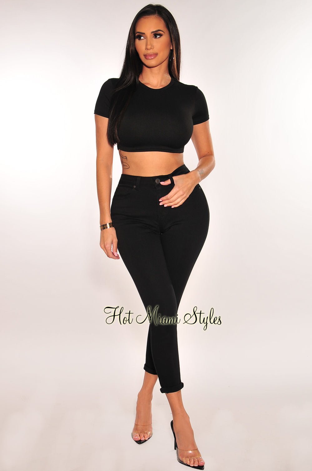 Black High Waisted Stretchy Skinny Jeans for Women - Slim Fit Denim Ankle Pants | Perfect for Casual Wear, Office & Night Out