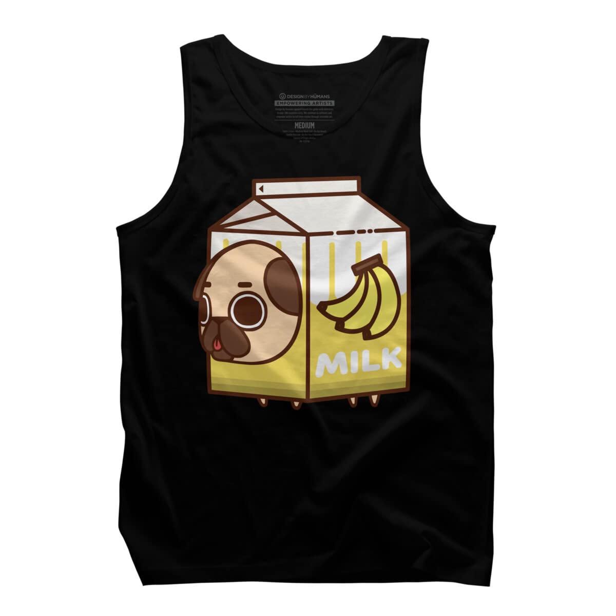 Design By Humans Men's Puglie Banana Milk Graphic Tank Top - Soft Cotton Casual Tee for Summer Outfits, Beach Wear & Street Style