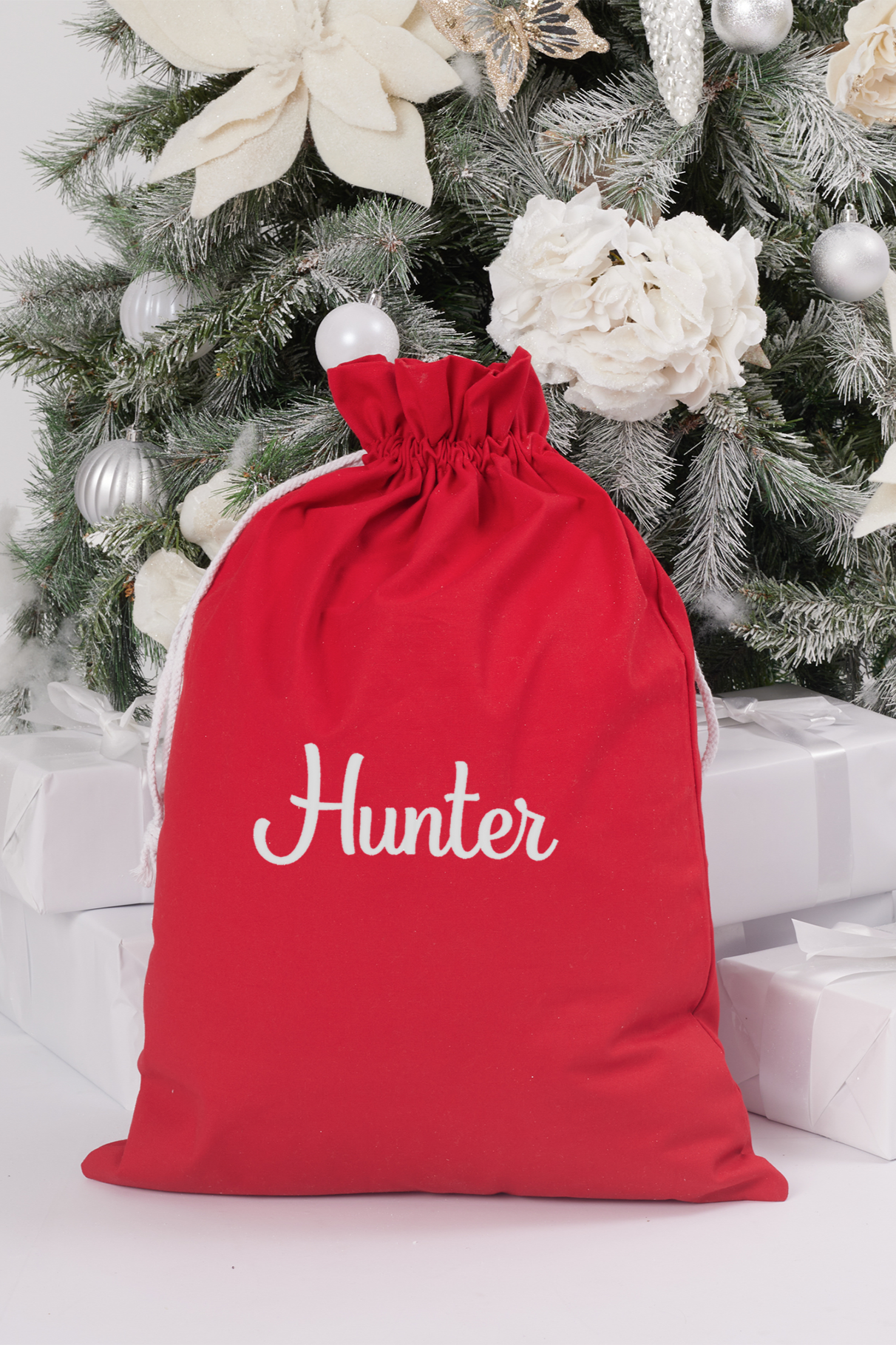 Personalized Red Embroidered Christmas Santa Sack with Custom Name - Perfect for Holiday Gift Giving, Stocking Stuffers & Festive Home Decor