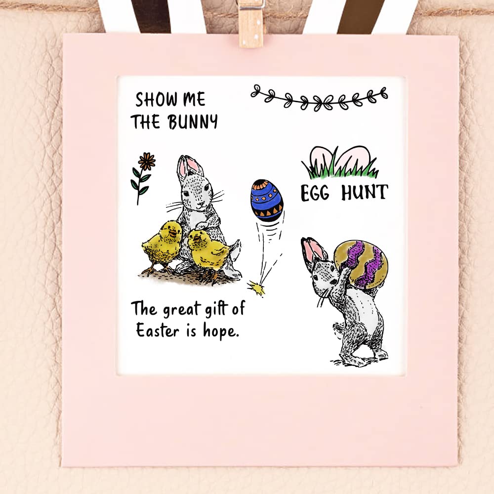 Easter Bunny Clear Rubber Stamps Set - Easter Eggs, Chicks, Rabbits, Flowers & Leaves for DIY Card Making, Scrapbooking & Paper Crafts - Perfect for Easter Greeting Cards, Home Decor & Spring Craft Projects