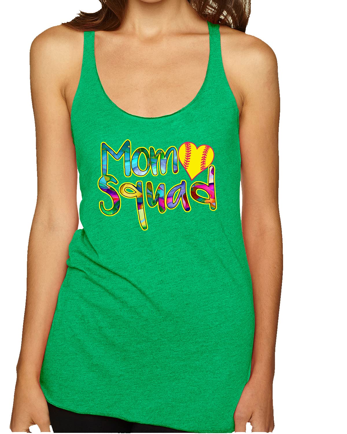 Stylish Colorful Tennis Mom Squad Sports Tri-Blend Racerback Tank Top - Perfect for Tennis Matches, Gym Workouts & Casual Summer Outfits