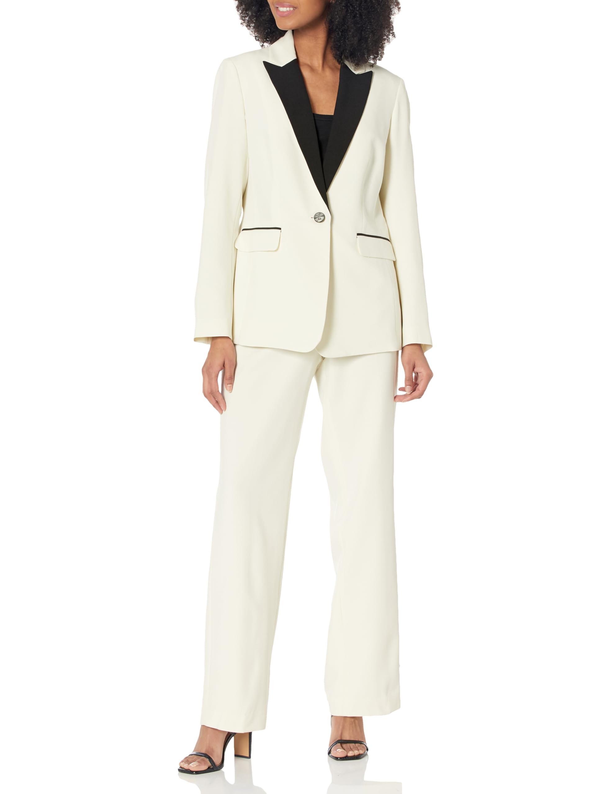 Women's One Button Blazer & Pant 2-Piece Suit Set - Professional Office Wear, Business Attire for Work & Formal Occasions