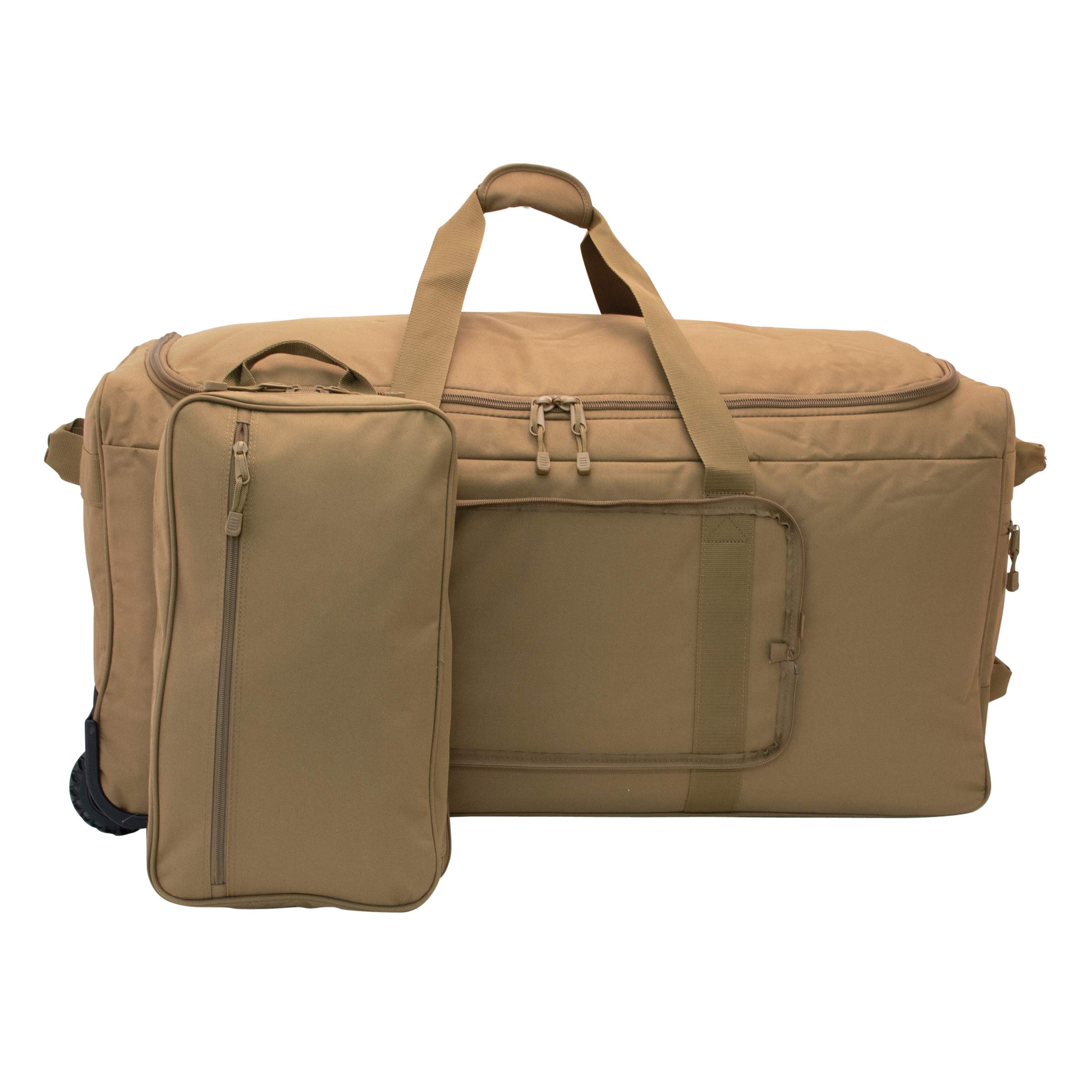 Mercury Tactical Gear Monster™ Rolling Duffle Bag - Heavy Duty Wheeled Travel Duffel for Men & Women (Coyote) - Perfect for Military Deployment, Gym Gear & Airplane Luggage
