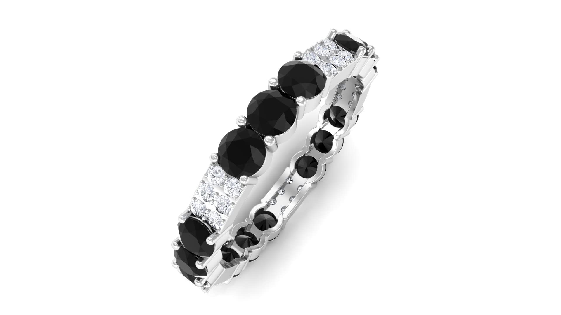 1.75 CT Black Spinel and Diamond Eternity Ring in 14K Solid Gold – Elegant Wedding Band, Anniversary Gift for Her – Perfect for Engagement, Bridal Jewelry & Special Occasions