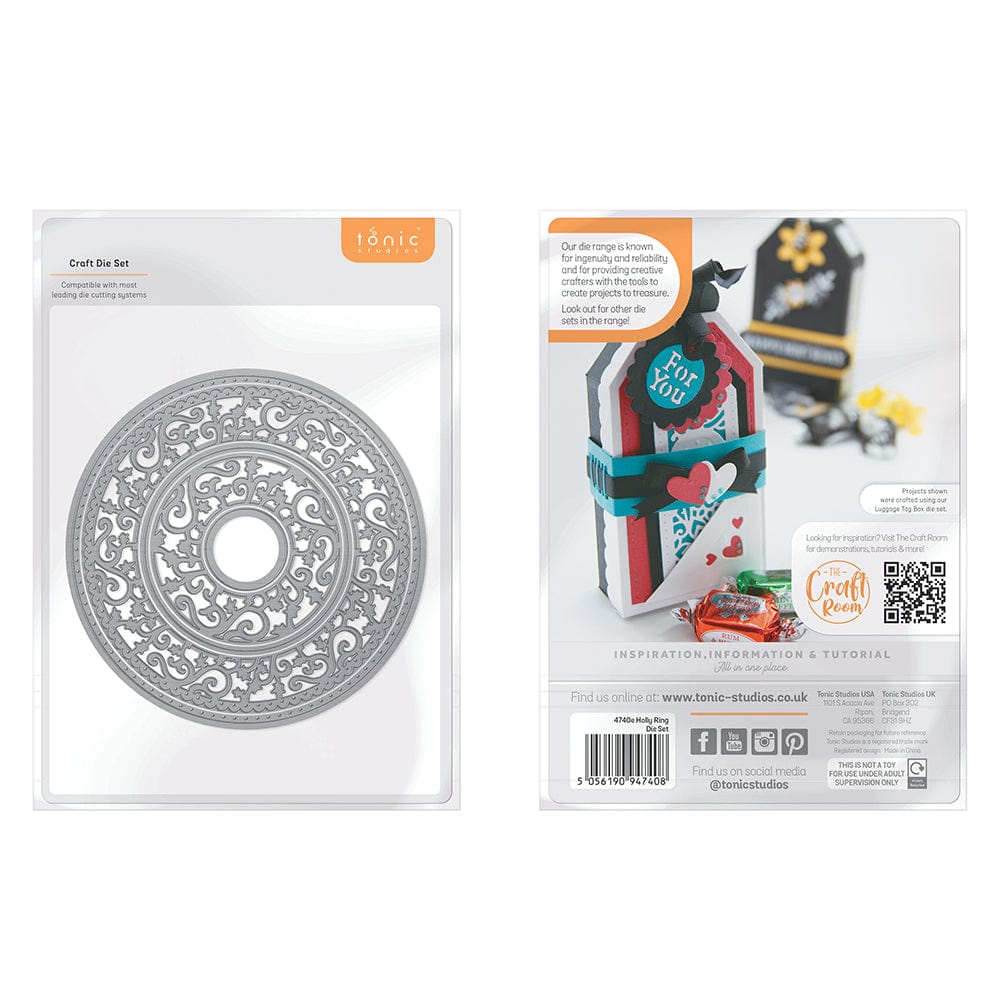 Holly Ring Die Set 4740E - Premium Metal Crafting Die for Scrapbooking, Card Making & DIY Projects - Perfect for Paper Crafts, Invitations & Home Decor