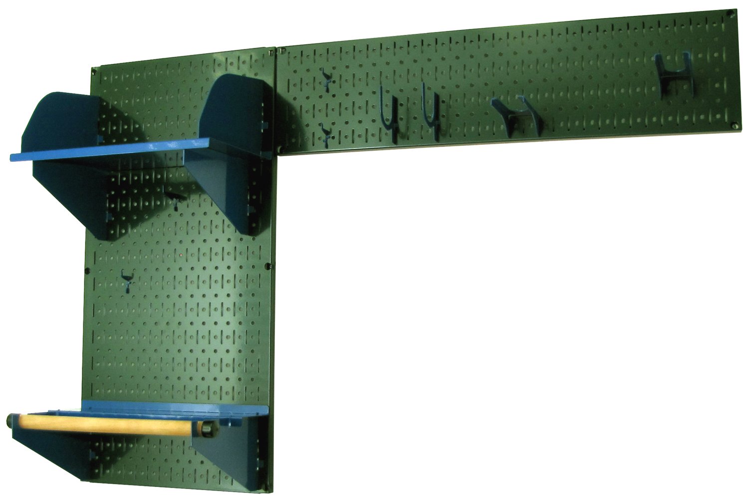 Wall Control Pegboard Garden Tool Organizer Kit - Green Pegboard with Blue Hooks & Accessories for Garage, Shed & Workshop Storage Organization | Perfect for Gardening Tools, DIY Supplies & Home Improvement Projects