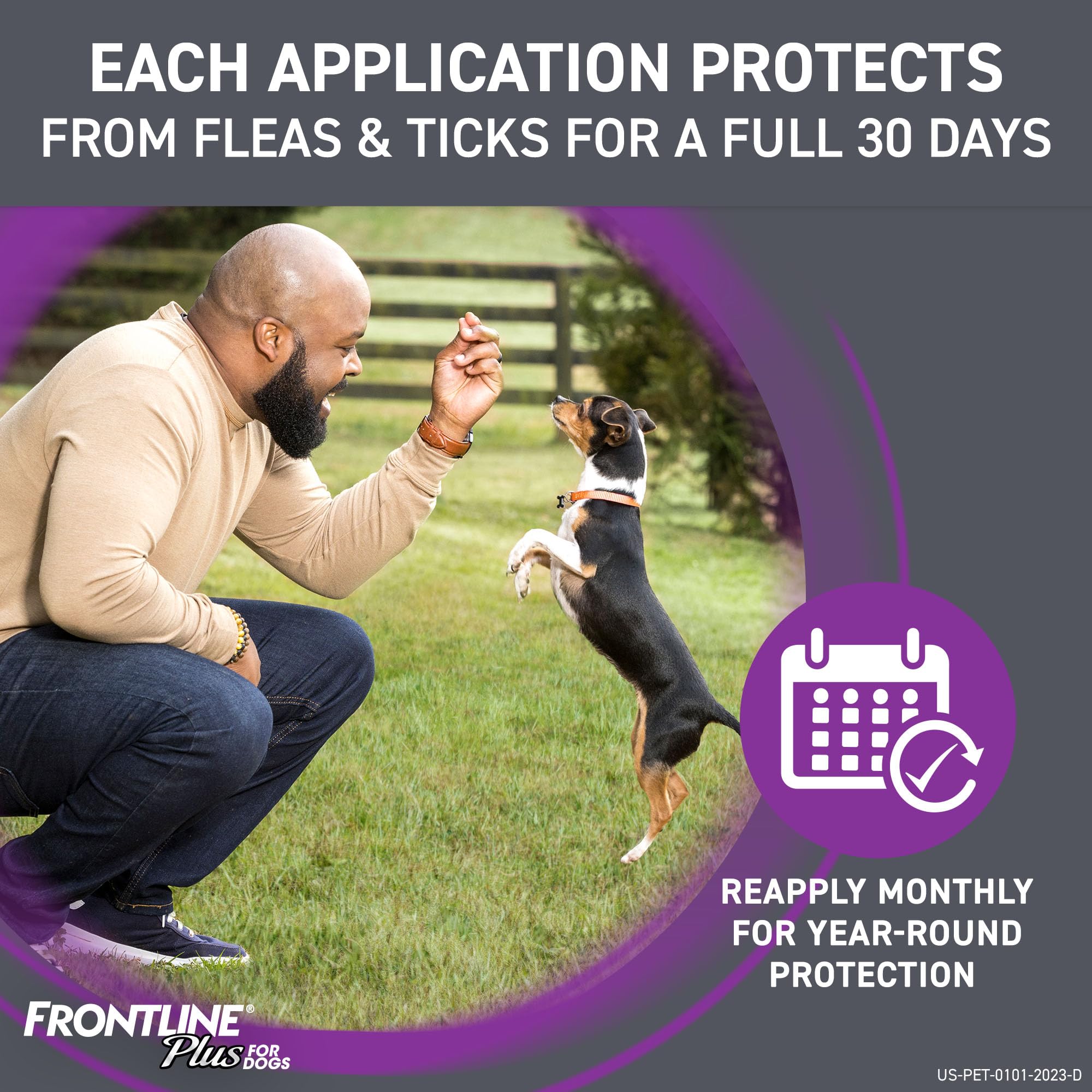 Frontline Plus for Large Dogs (45-88 lbs) - Flea & Tick Prevention Treatment, 6 Doses - Effective Protection for Dogs in Yards, Parks & Outdoor Adventures
