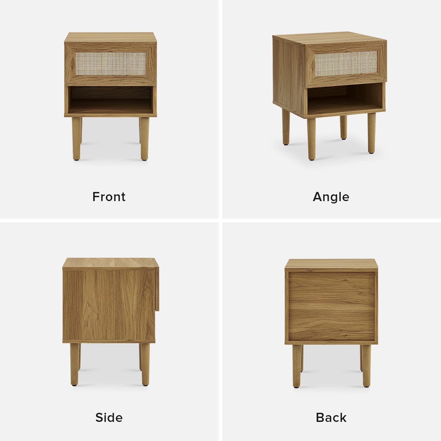 Haylee Night Stand - Modern Boho Farmhouse Bedside Table with Storage Drawers, Small End Table for Living Room & Bedroom - Solid Oak Wood Nightstand (Perfect for Reading Nook, Guest Room or Apartment Decor)