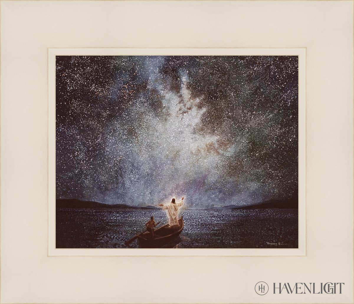 Calm and Stars by Yongsung Kim - Serene Night Sky Wall Art for Home Decor, Office & Meditation Spaces