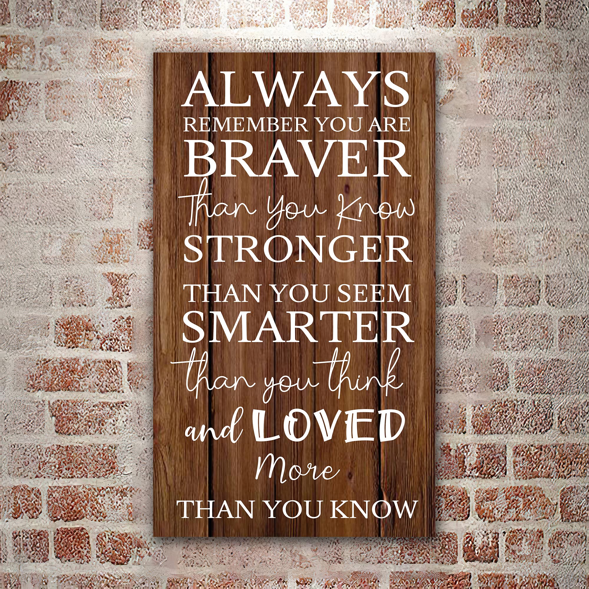 Inspirational Wooden Wall Art Sign - 'Always Remember You Are Stronger Than You Know' 12x6 Inch Wood Plaque with Motivational Quote - Perfect Gift for Women, Mother, Grandma, Sister - Home Decor, Office Inspiration, Bedroom Encouragement