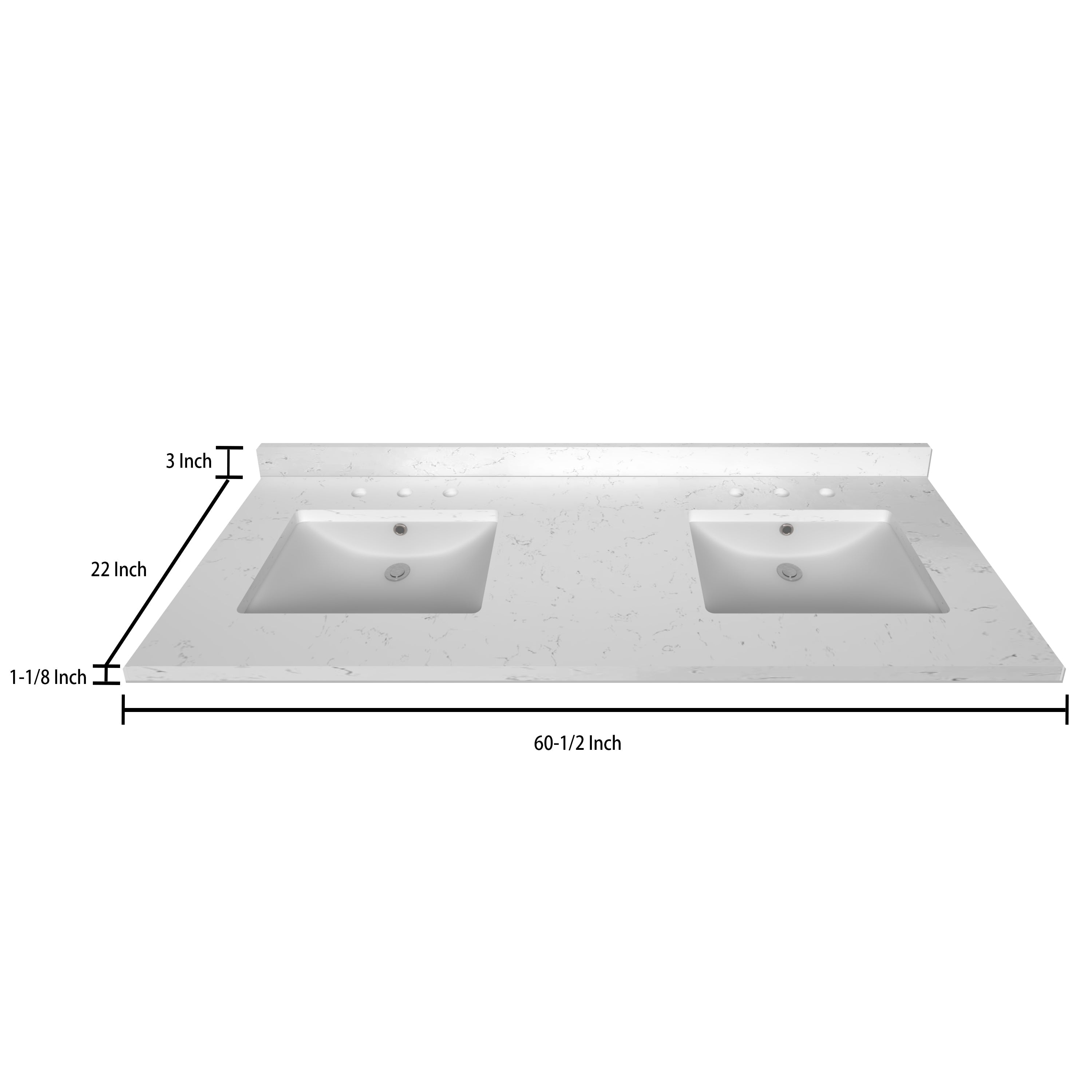 Premium Carrara White Quartz Countertop 60.5