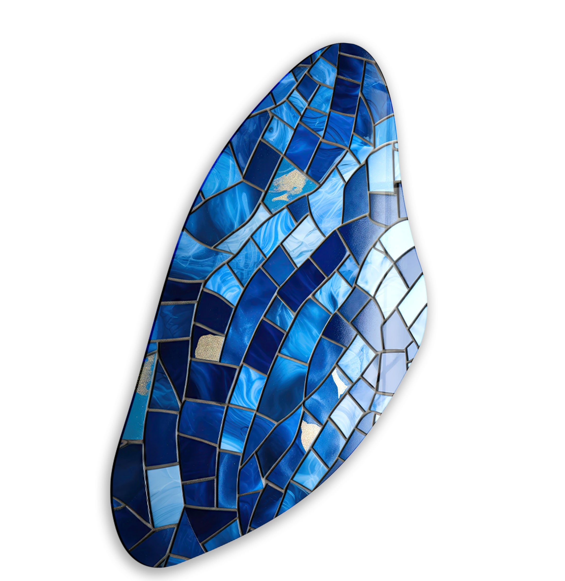 Blue Mosaic Style Aesthetic Glass Wall Art - Handmade Decorative Panel for Living Room, Bedroom & Office Décor - Perfect for Home and Commercial Spaces