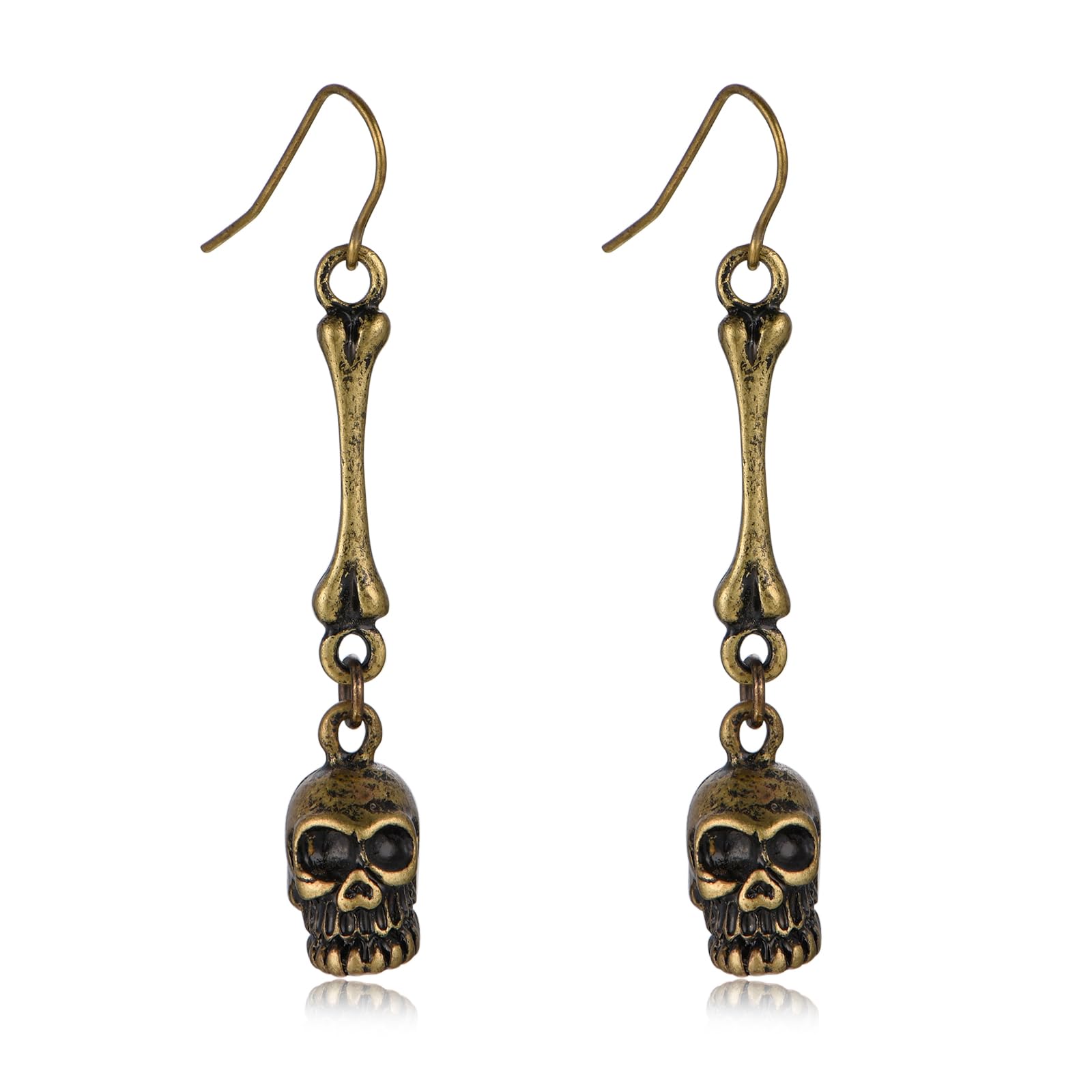 Vintage Silver Plated Human Skeleton & Mermaid Skull Dangle Earrings for Women & Men - Gothic Jewelry for Halloween, Cosplay, and Alternative Fashion