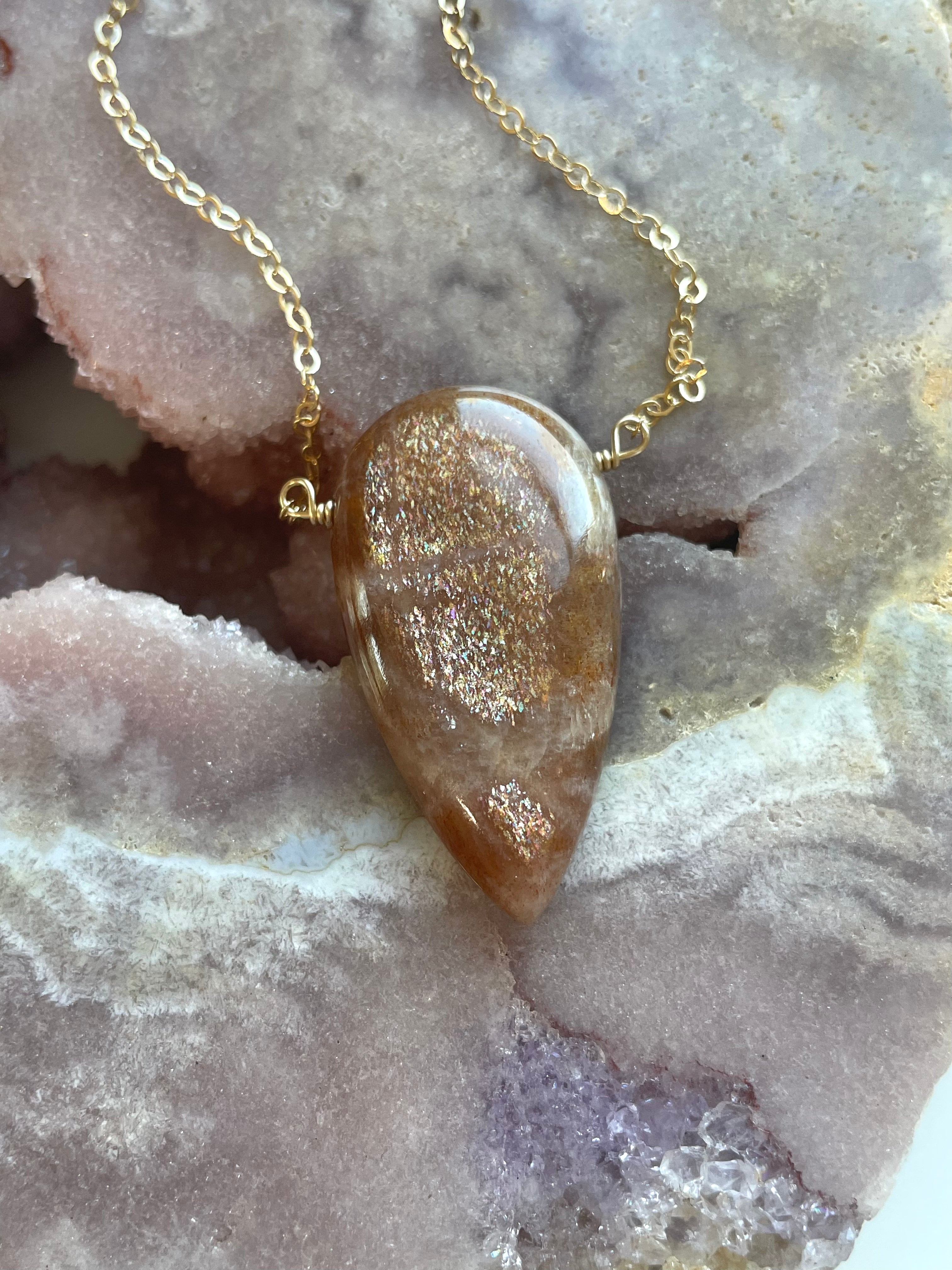 Custom Rainbow Lattice Sunstone Jewelry - Handmade Gemstone Pendant for Necklace or Bracelet - Perfect for Boho Fashion, Spiritual Healing & Unique Gifts