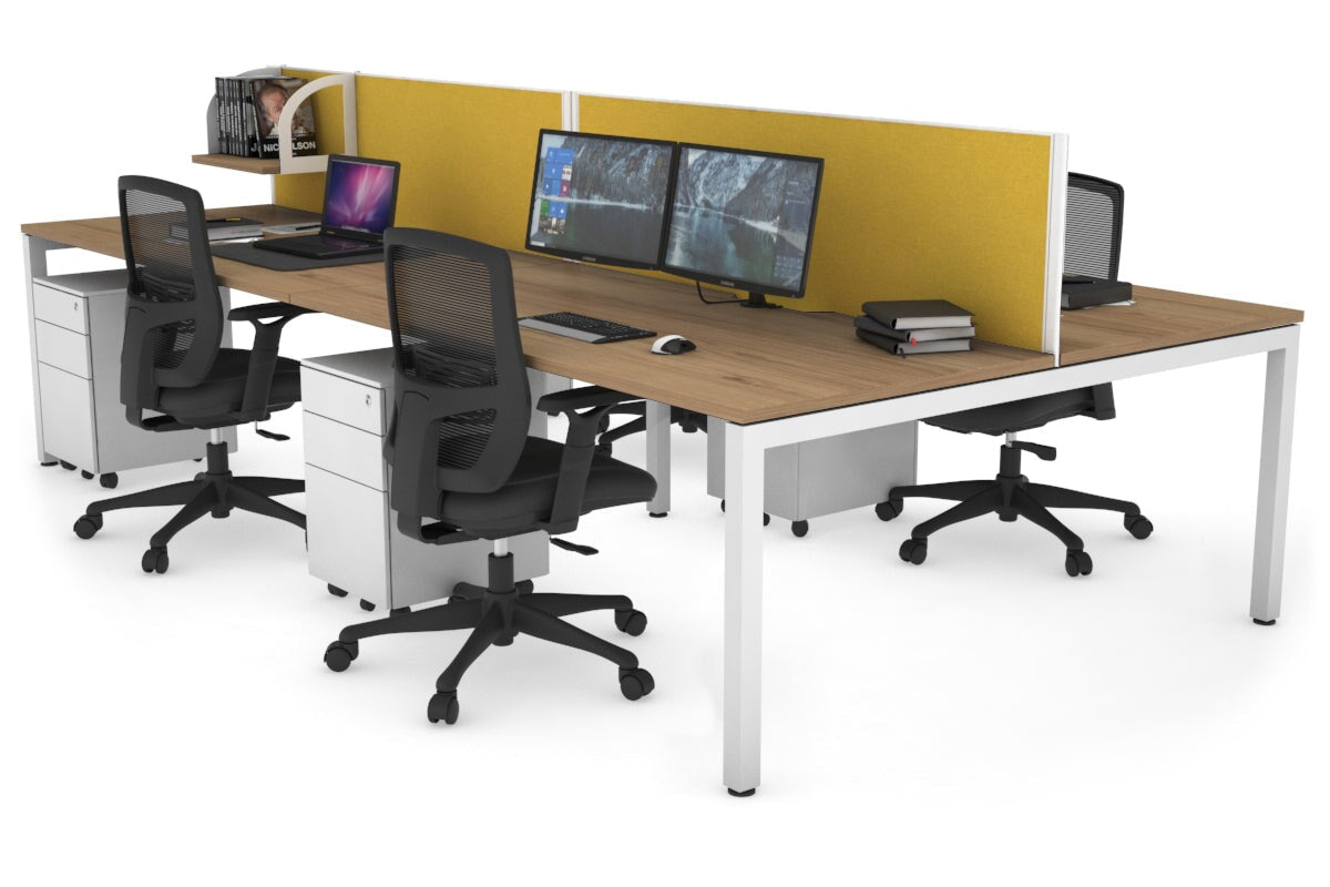 4-Person Office Workstation with Quadro Square Legs - 1800L x 800W Desk with Cable Management Scallop | Perfect for Collaborative Workspaces & Open Office Environments