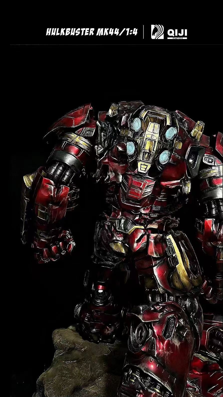 QiJi Studio Hulkbuster MK44 Iron Man Collectible Figure - Detailed Die-Cast Model for Marvel Fans, Home Display & Gift Idea