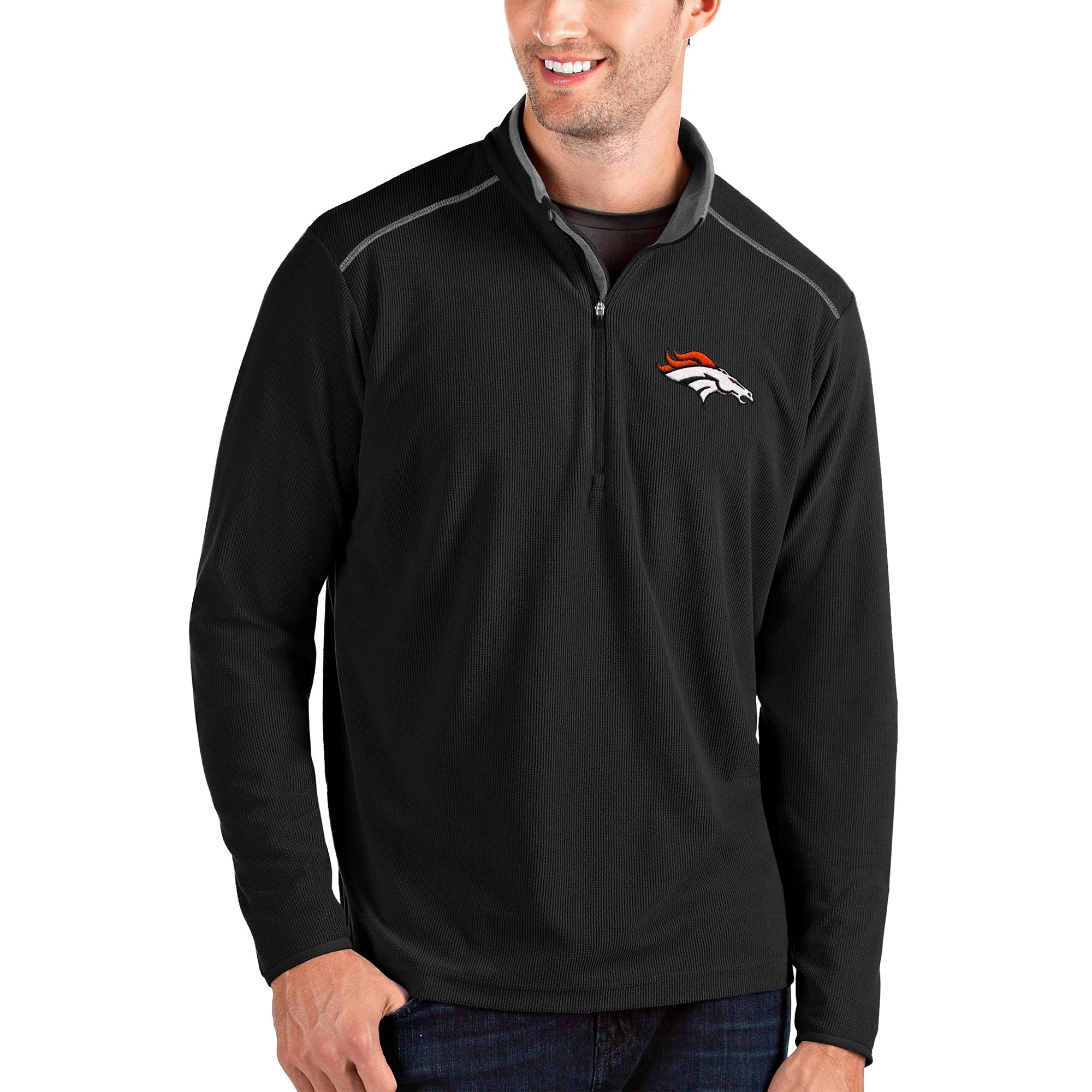 Antigua Men's Red & Charcoal Atlanta Falcons Glacier Quarter-Zip Pullover Jacket | NFL Fan Gear, Cold Weather Outerwear, Game Day Apparel