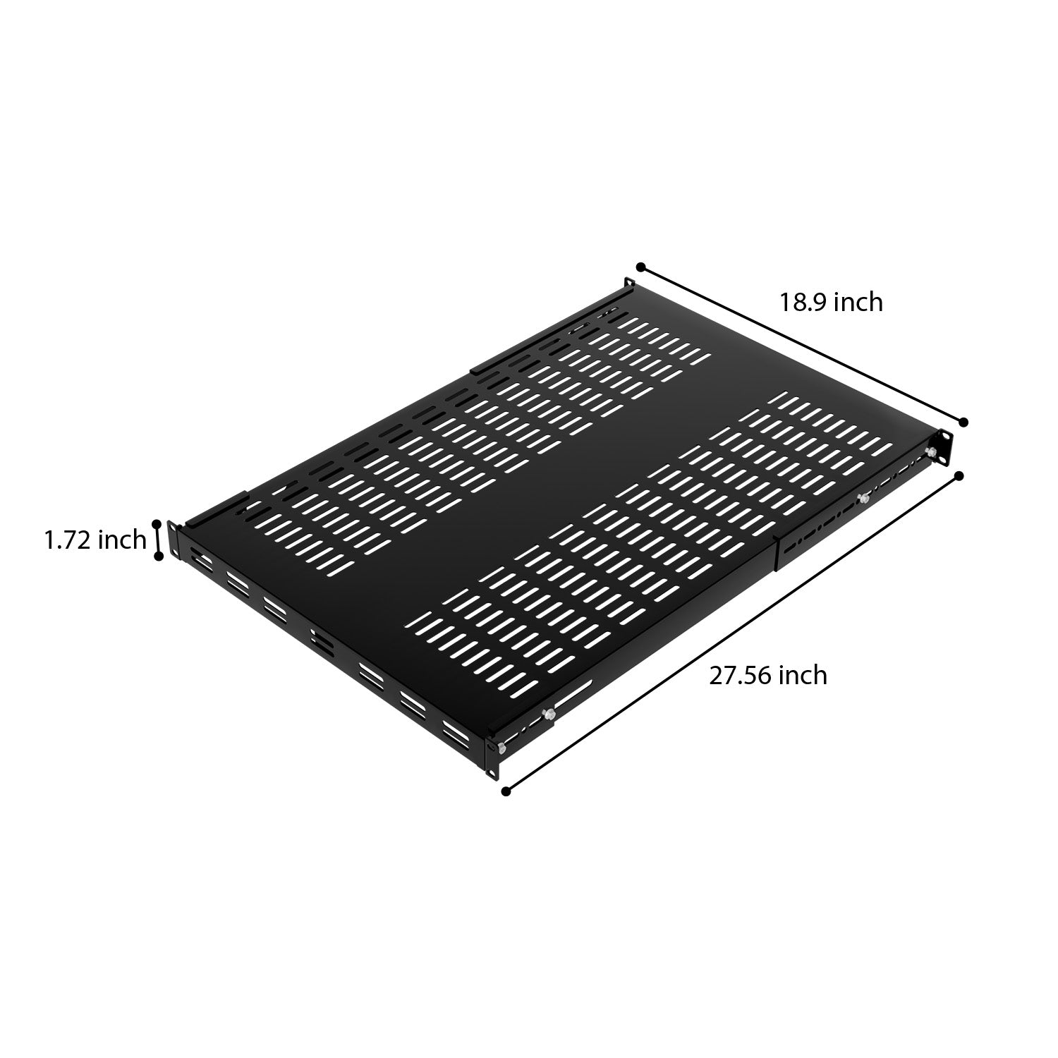 Heavy Duty Adjustable Depth Fixed Rack Shelf - Vented Metal Storage Shelving Unit for Garage, Warehouse & Industrial Organization