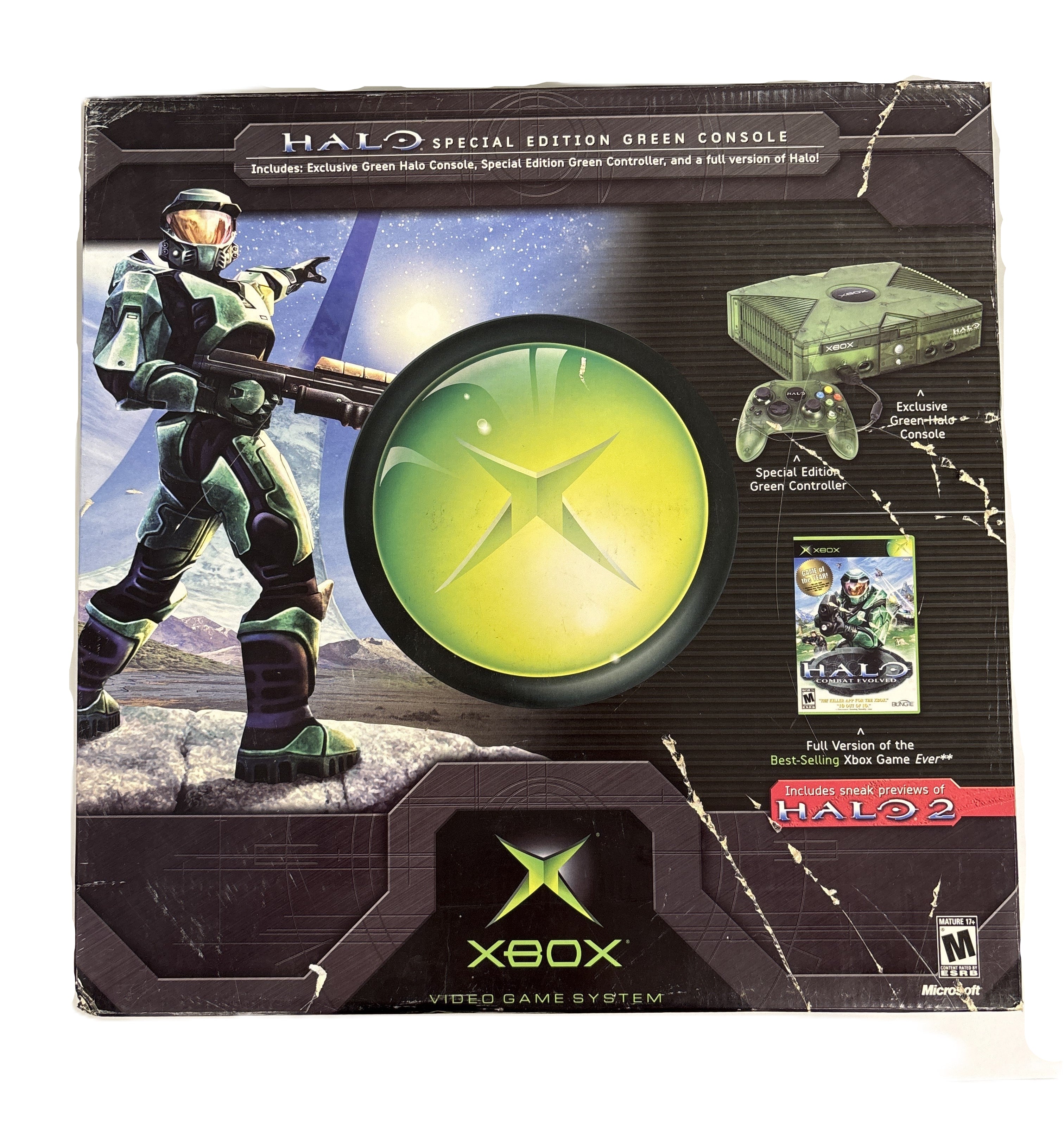 Original Xbox Halo Special Edition Green Console Box & Inserts Only (No Console Included) - Perfect for Collectors, Display, and Replacement Parts